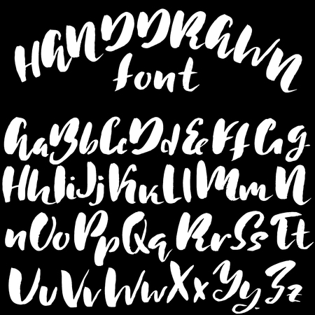 Hand drawn font made by dry brush strokes. Grunge style alphabet. Handwritten font. Vector illustrationのイラスト素材