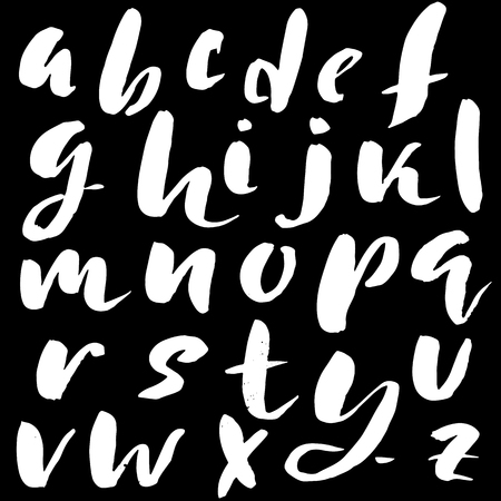 Hand drawn font made by dry brush strokes. Grunge style alphabet. Handwritten font. Vector illustrationのイラスト素材
