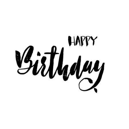 Happy birthday lettering for invitation and greeting card, prints and posters. Hand drawn inscription, calligraphic design. Vector illustrationのイラスト素材
