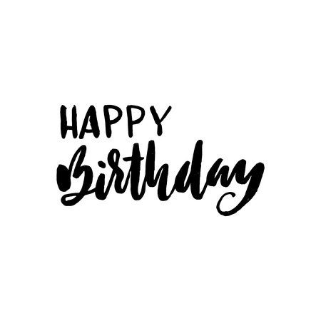 Happy birthday lettering for invitation and greeting card, prints and posters. Hand drawn inscription, calligraphic design. Vector illustrationのイラスト素材