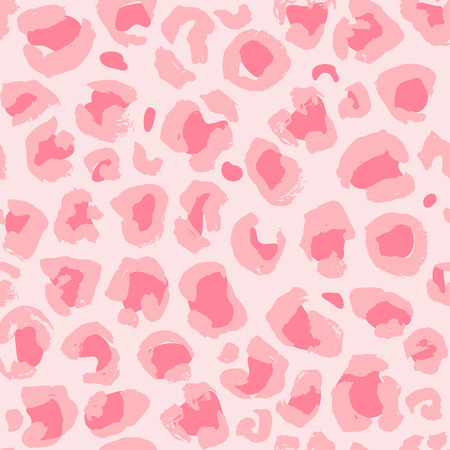 Vector illustration leopard print seamless pattern. Pink hand drawn backgroundのイラスト素材