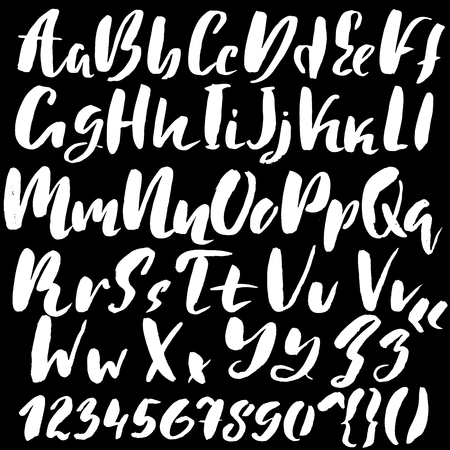 Hand drawn font made by dry brush strokes. Grunge style alphabet. Handwritten font. Vector illustrationのイラスト素材