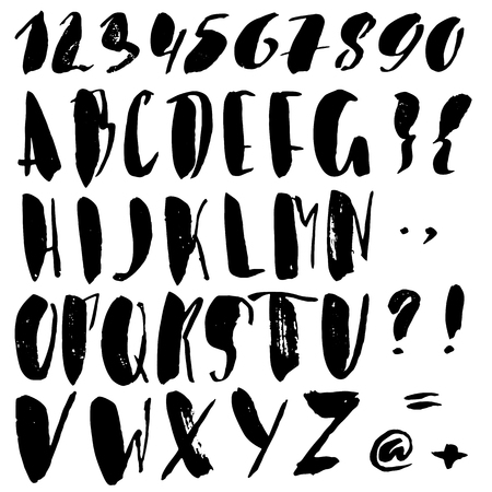 Hand drawn font made by dry brush strokes. Grunge style alphabet. Handwritten font. Vector illustrationのイラスト素材