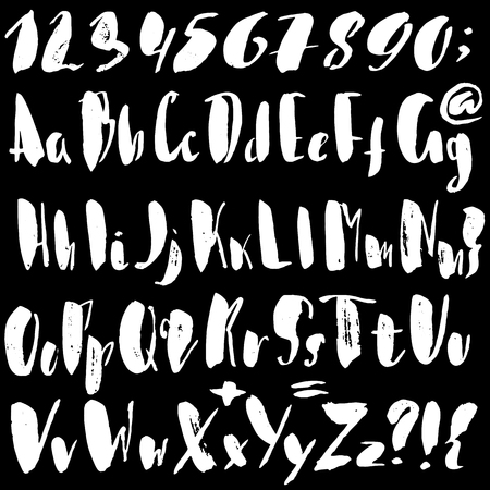 Hand drawn font made by dry brush strokes. Grunge style alphabet. Handwritten font. Vector illustrationのイラスト素材
