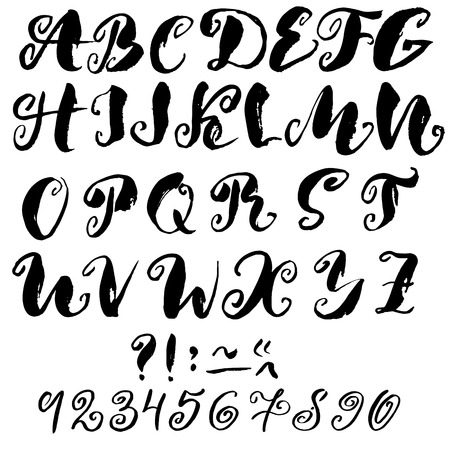 Hand drawn font made by dry brush strokes. Grunge style alphabet. Handwritten font. Vector illustrationのイラスト素材