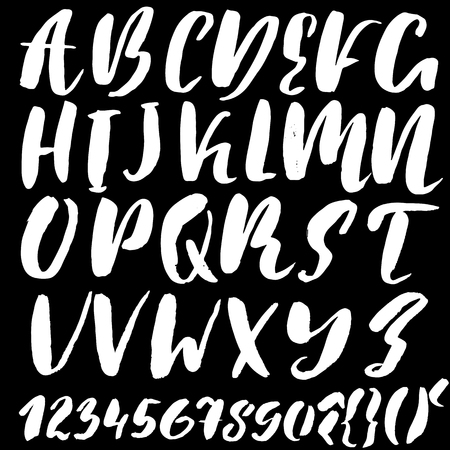 Hand drawn font made by dry brush strokes. Grunge style alphabet. Handwritten font. Vector illustrationのイラスト素材