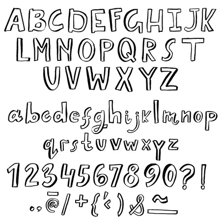 Hand drawn font made by dry brush strokes. Grunge style alphabet. Handwritten font. illustrationのイラスト素材