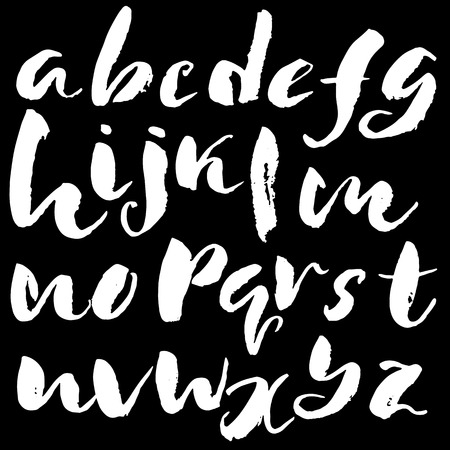 Hand drawn font made by dry brush strokes. Grunge style alphabet. Handwritten font. illustrationのイラスト素材