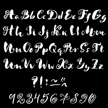 Hand drawn font made by dry brush strokes. Grunge style alphabet. Handwritten font. Vector illustrationのイラスト素材