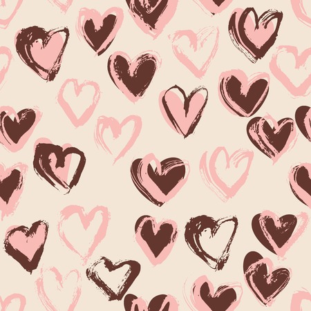 Abstract seamless heart pattern. Ink illustration. Nude romantic background.のイラスト素材