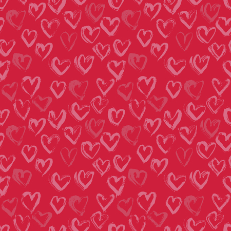 Abstract seamless heart pattern. Ink illustration. Pink and red romantic background.のイラスト素材
