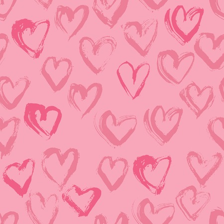 Abstract seamless heart pattern. Ink illustration. Pink romantic background.のイラスト素材
