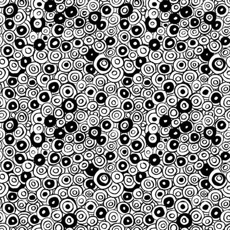 Seamless pattern with hand drawn grunge circles. Ink vector illustration. Hand drawn ornament for wrapping paper.のイラスト素材