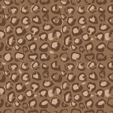 Vector illustration Leopard print seamless pattern. Brown hand drawn backgroundのイラスト素材
