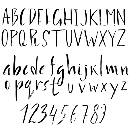 Hand drawn font made by dry brush strokes. Grunge style alphabet. Handwritten font. Vector illustrationのイラスト素材