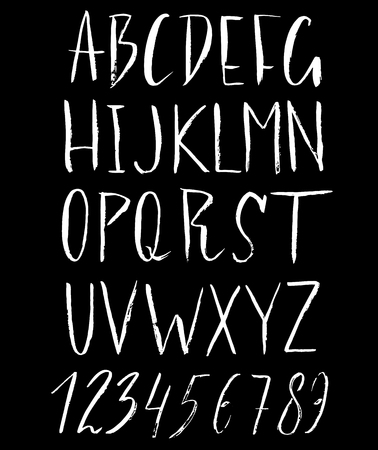 Hand drawn font made by dry brush strokes. Grunge style alphabet. Handwritten font. Vector illustrationのイラスト素材