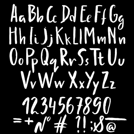 Hand drawn font made by dry brush strokes. Grunge style alphabet. Handwritten font. Vector illustrationのイラスト素材