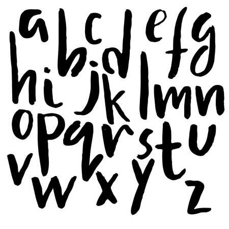 Hand drawn font made by dry brush strokes. Grunge style alphabet. Handwritten font. Vector illustrationのイラスト素材