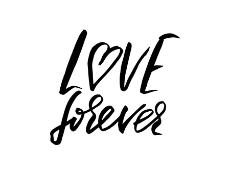 Hand drawn phrase Forever love. Lettering design for posters, t-shirts, cards, invitations. Vector illustration.のイラスト素材