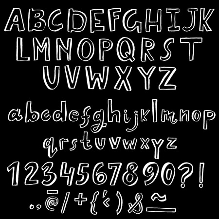 Hand drawn font made by dry brush strokes. Grunge style alphabet. Handwritten font. illustrationのイラスト素材