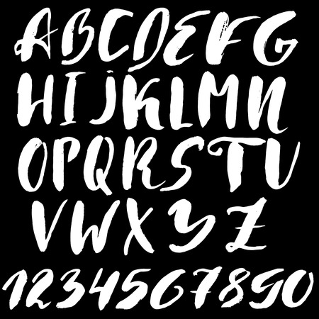 Hand drawn font made by dry brush strokes. Grunge style alphabet. Handwritten font. Vector illustrationのイラスト素材
