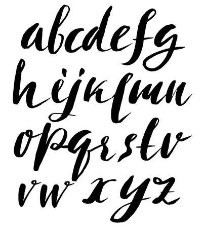 Hand drawn font made by dry brush strokes. Grunge style alphabet. Handwritten font. Vector illustrationのイラスト素材