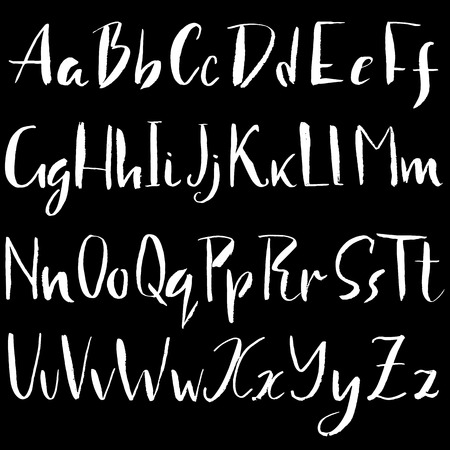 Hand drawn font made by dry brush strokes. Grunge style alphabet. Handwritten font. Vector illustrationのイラスト素材