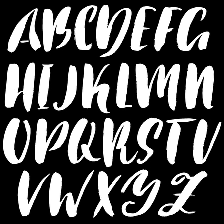 Hand drawn font made by dry brush strokes. Grunge style alphabet. Handwritten font. Vector illustrationのイラスト素材