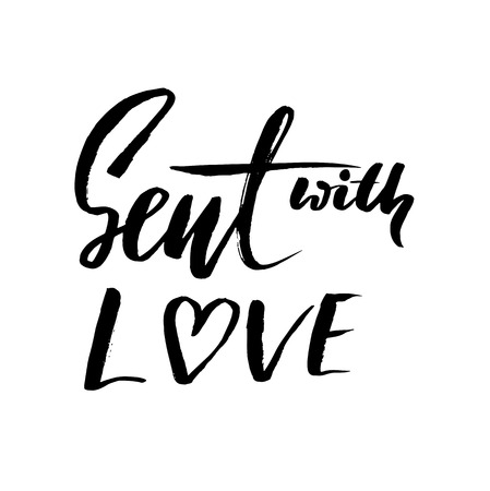 Hand drawn phrase. Sent with love. Lettering design for posters, t-shirts, cards, invitations. Vector illustrationのイラスト素材
