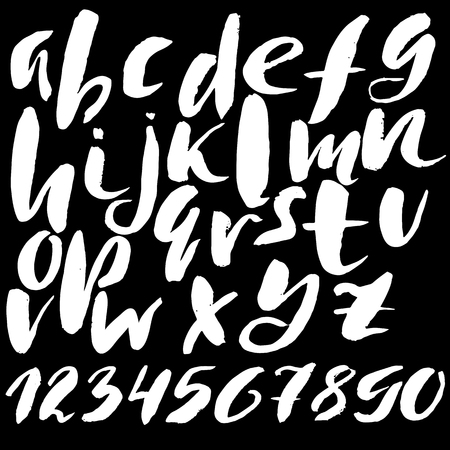 Hand drawn font made by dry brush strokes. Grunge style alphabet. Handwritten font. Vector illustrationのイラスト素材