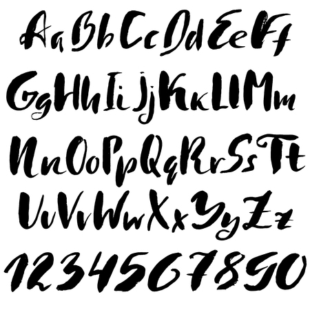 Hand drawn font made by dry brush strokes. Grunge style alphabet. Handwritten font. Vector illustrationのイラスト素材
