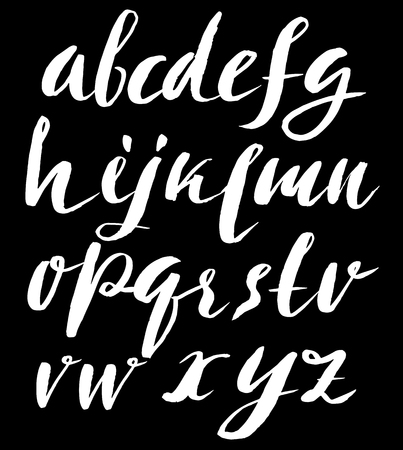 Hand drawn font made by dry brush strokes. Grunge style alphabet. Handwritten font. Vector illustrationのイラスト素材