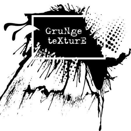 Splatter Paint Texture. Grunge background. Black Blot of Ink. Place for Text. Grungy Effect Stump. Vector illustrationのイラスト素材