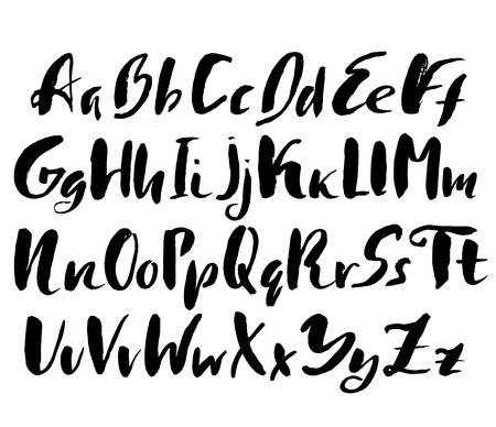 Hand drawn font made by dry brush strokes. Grunge style alphabet. Handwritten font. Vector illustrationのイラスト素材