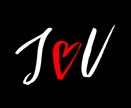 I love you. Brush calligraphy, handwritten text isolated on white background for Valentine s day card, wedding , t-shirt or posterのイラスト素材