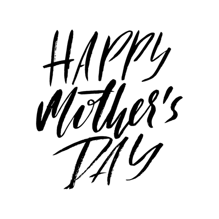 Happy Mother's Day Greeting Card. Black Calligraphy Inscriptionのイラスト素材
