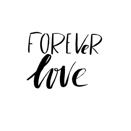 Hand drawn phrase Forever love. Lettering design for posters, t-shirts, cards, invitations. Vector illustration.のイラスト素材