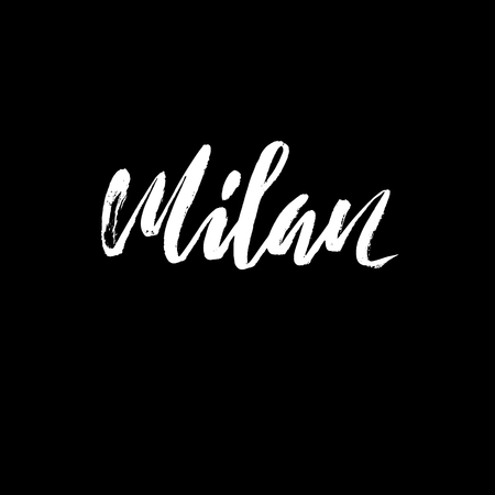 Milan, Italy. City typography lettering design. Hand drawn brush calligraphy. Isolated vector illustrationのイラスト素材