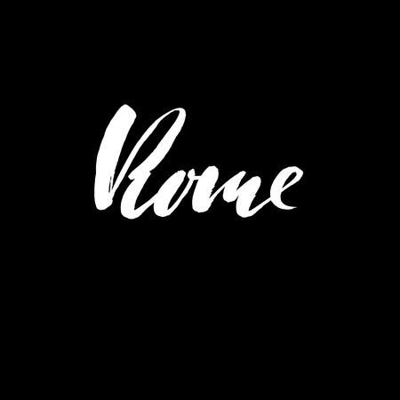 Rome, Italy. City typography lettering design. Hand drawn brush calligraphy. Isolated vector illustrationのイラスト素材