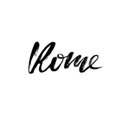 Milan, Italy. City typography lettering design. Hand drawn brush calligraphy. Isolated vector illustrationのイラスト素材