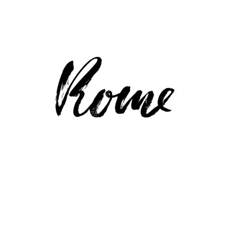 Rome, Italy. City typography lettering design. Hand drawn brush calligraphy. Isolated vector illustrationのイラスト素材