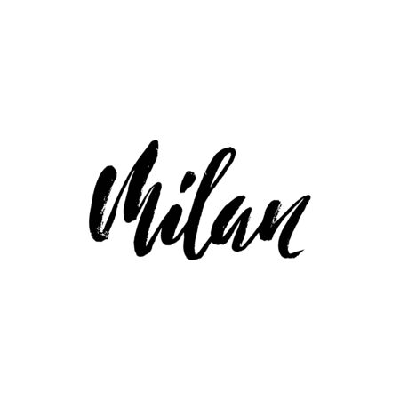 Milan, Italy. City typography lettering design. Hand drawn brush calligraphy. Isolated vector illustrationのイラスト素材