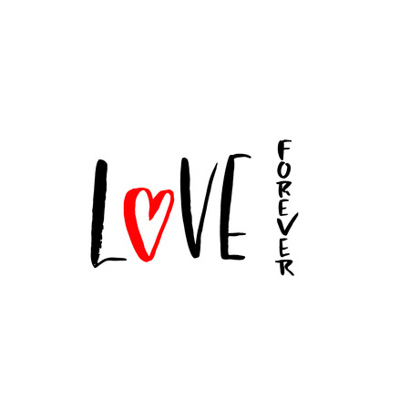 Hand drawn phrase Forever love. Lettering design for posters, t-shirts, cards, invitations. Vector illustration.のイラスト素材
