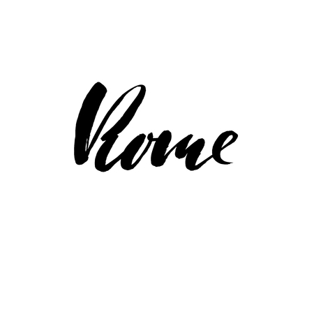 Rome, Italy. City typography lettering design. Hand drawn brush calligraphy. Isolated vector illustrationのイラスト素材