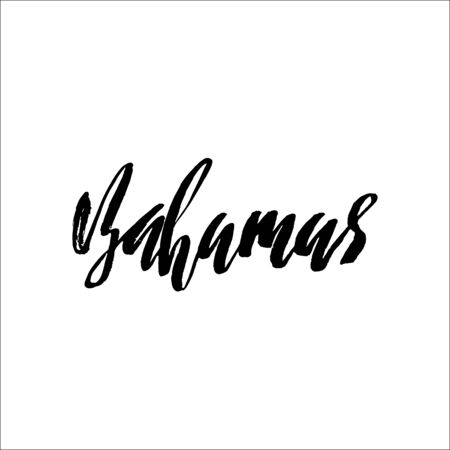 The Bahamas, hand-lettered paint, hand drawn calligraphy, vector illustrationのイラスト素材