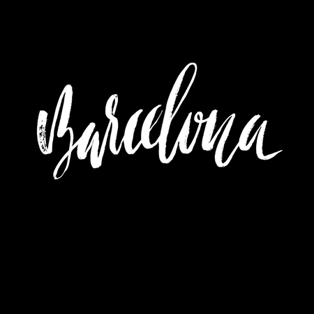 Hand lettering Barcelona. Barcelona, Spain, city typography. Modern dry brush calligraphyのイラスト素材