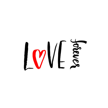 Hand drawn phrase Forever love. Lettering design for posters, t-shirts, cards, invitations. Vector illustration.のイラスト素材