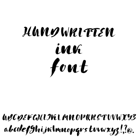 Hand drawn font made by dry brush strokes. Grunge style alphabet. Handwritten font. Vector illustrationのイラスト素材