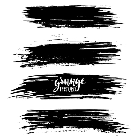 Black ink vector brush strokes isolated on white background. Vector illustration. Grunge texture.のイラスト素材