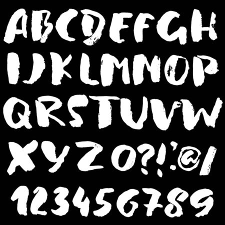 Hand drawn font made by dry brush strokes. Grunge style alphabetの写真素材